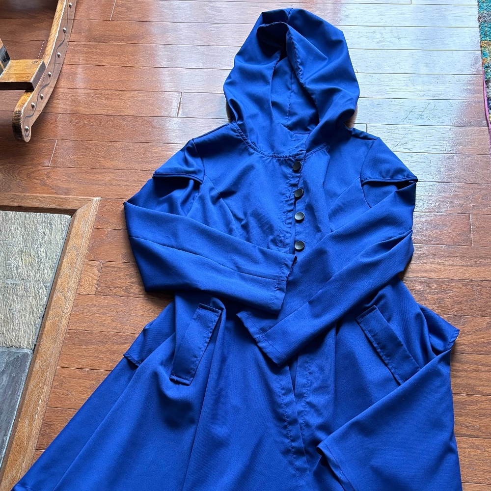 Lightweight cobalt blue peplum coat